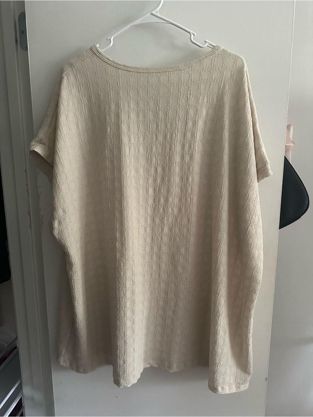 Shein Cream Textured Oversized Short Sleeve Top – 5XL